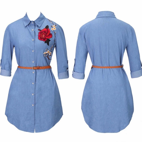 🆕Button Down Long Shirt/Dress - Picture 3 of 5